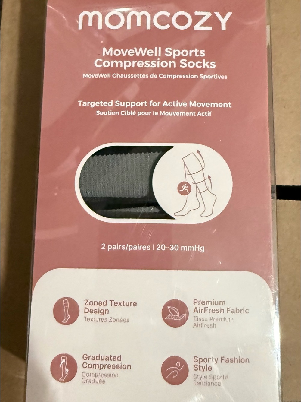 Momcozy MoveWell Sports Compression Socks - Gray/black
